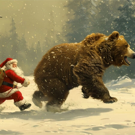 Πινακας σε καμβά SANTA WITH BEAR - Χριστουγεννιάτικοι Πίνακες Sticky 5
