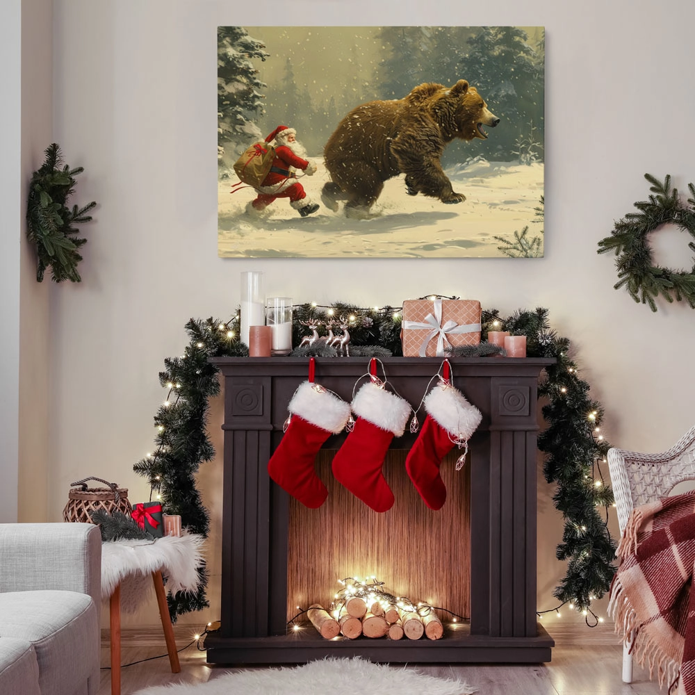 Πινακας σε καμβά SANTA WITH BEAR