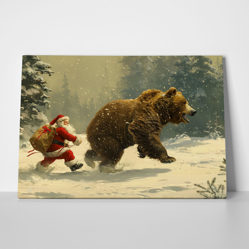 Πινακας σε καμβά SANTA WITH BEAR