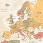 Πίνακας Τετράγωνος VINTAGE EUROPE MAP