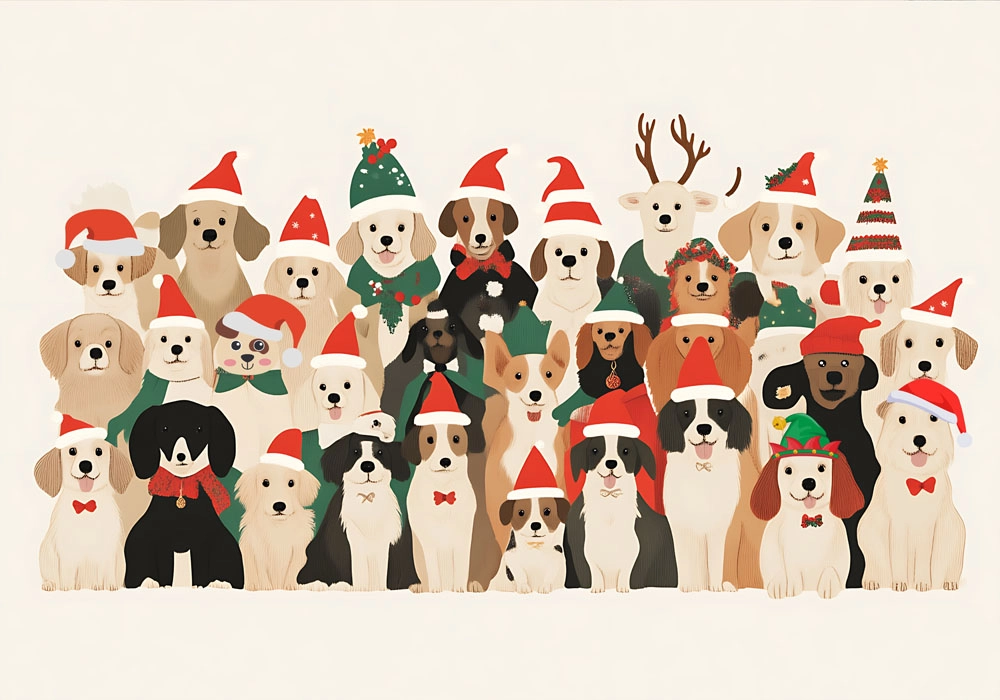 Πινακας σε καμβά XMAS DOGS