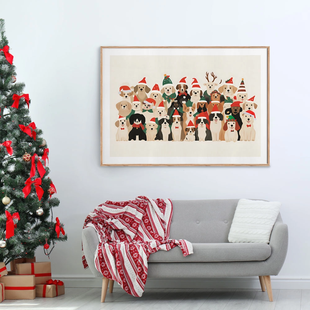 Πινακας σε καμβά XMAS DOGS