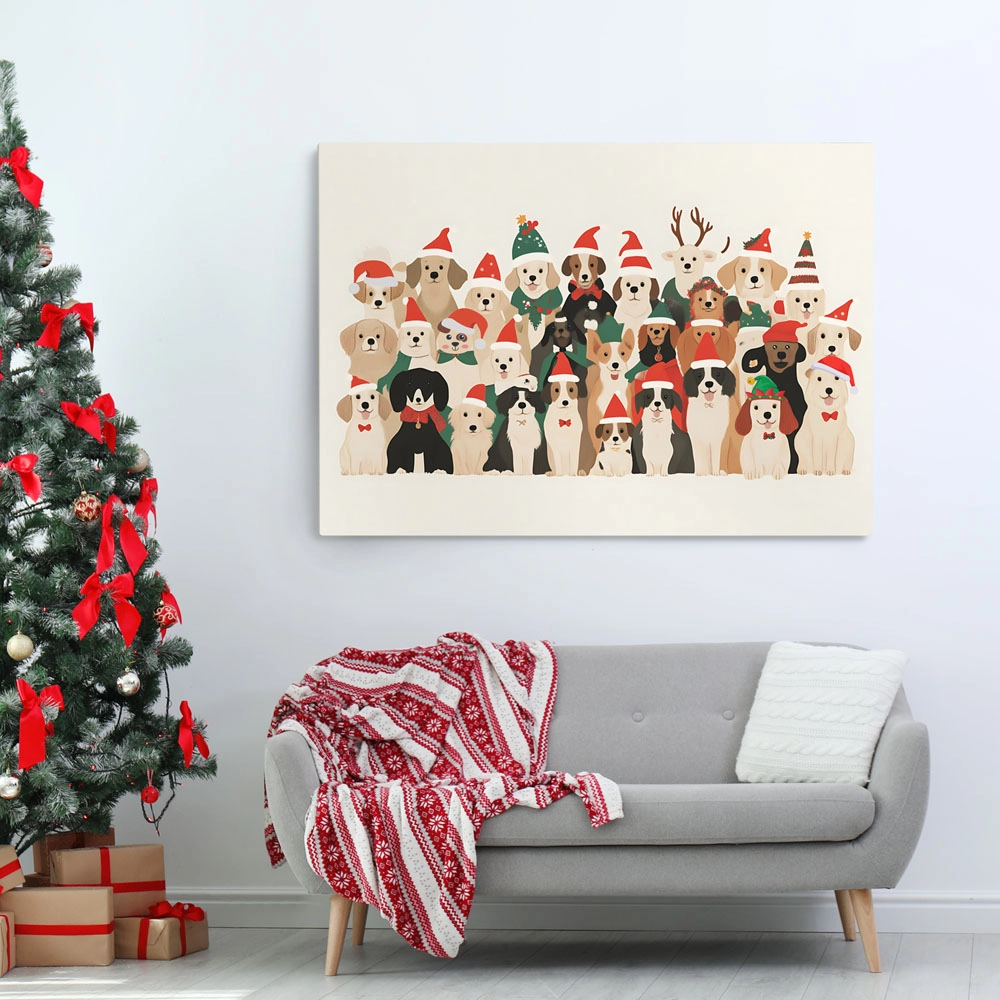 Πινακας σε καμβά XMAS DOGS