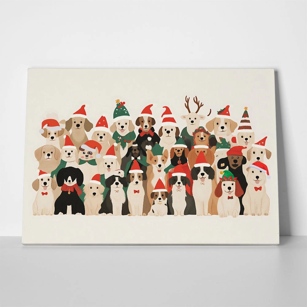 Πινακας σε καμβά XMAS DOGS