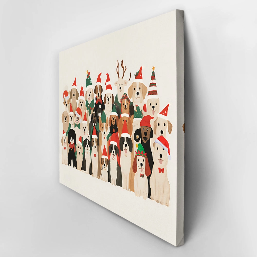Πινακας σε καμβά XMAS DOGS