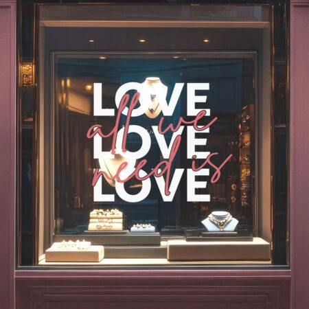 Jewelry Store Window Display at Night