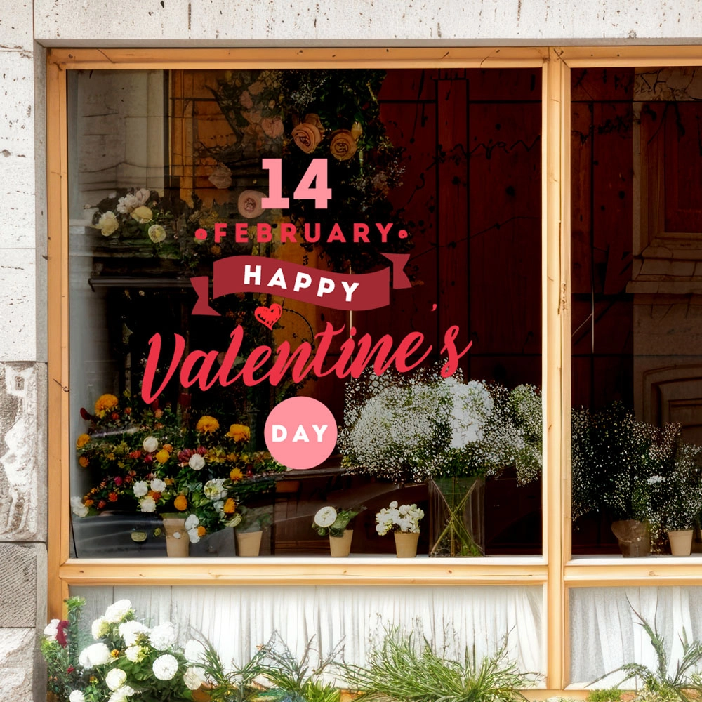 Αυτοκoλλητο Βιτρίνας HAPPY VALENTINES DAY 14 FEB