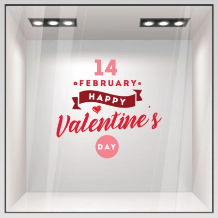 Αυτοκoλλητο Βιτρίνας HAPPY VALENTINES DAY 14 FEB