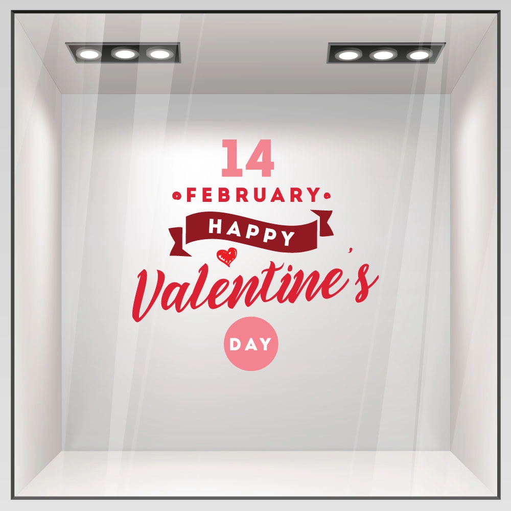 Αυτοκoλλητο Βιτρίνας HAPPY VALENTINES DAY 14 FEB