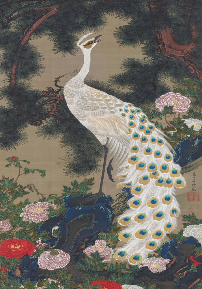 Πινακας σε καμβά JAKUCHU ITO - A PEACOCK PINE AND PEONY