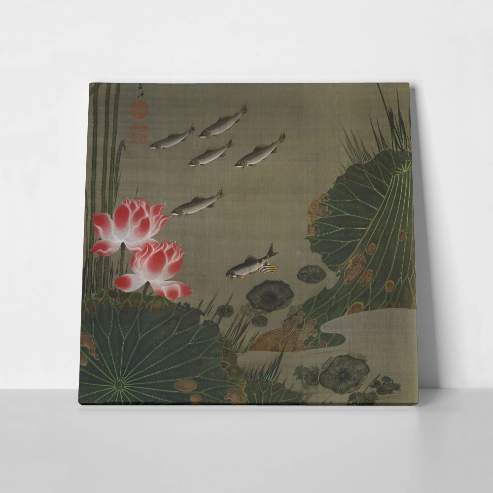 Πίνακας JAKUCHU ITO - A SHOAL OF TROUT AND LOTUS