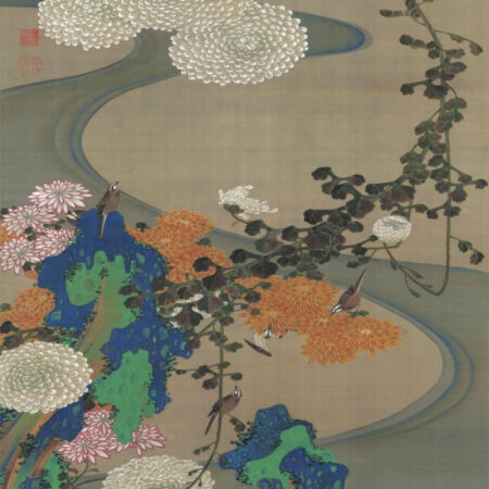 Πινακας σε καμβά JAKUCHU ITO - CHRYSANTHEMUMS BY A STREAM WITH ROCKS - Jakuchu Ito Sticky 5