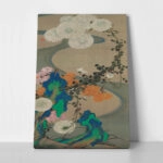 Πινακας σε καμβά JAKUCHU ITO - CHRYSANTHEMUMS BY A STREAM WITH ROCKS