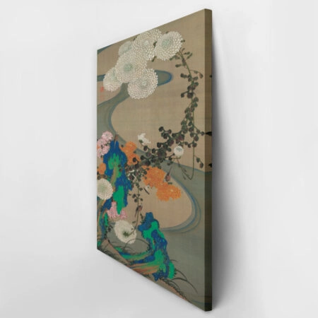 Πινακας σε καμβά JAKUCHU ITO - CHRYSANTHEMUMS BY A STREAM WITH ROCKS - Jakuchu Ito Sticky 3