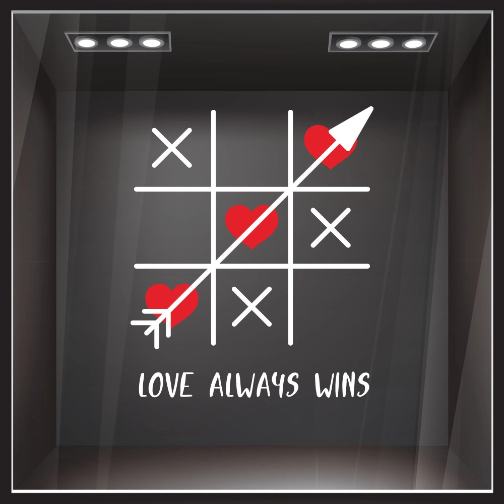 Αυτοκoλλητο Βιτρίνας LOVE ALWAYS WINS
