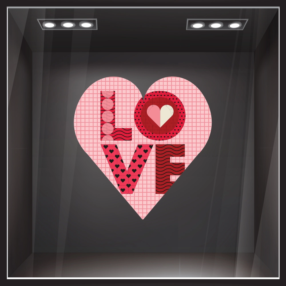 Αυτοκoλλητο Βιτρίνας LOVE HEART SHAPE