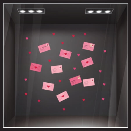 Αυτοκoλλητο Βιτρίνας LOVE LETTERS AND HEARTS