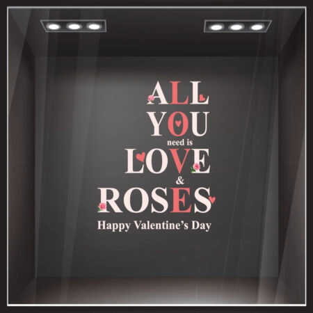 Αυτοκoλλητο Βιτρίνας LOVE AND ROSES