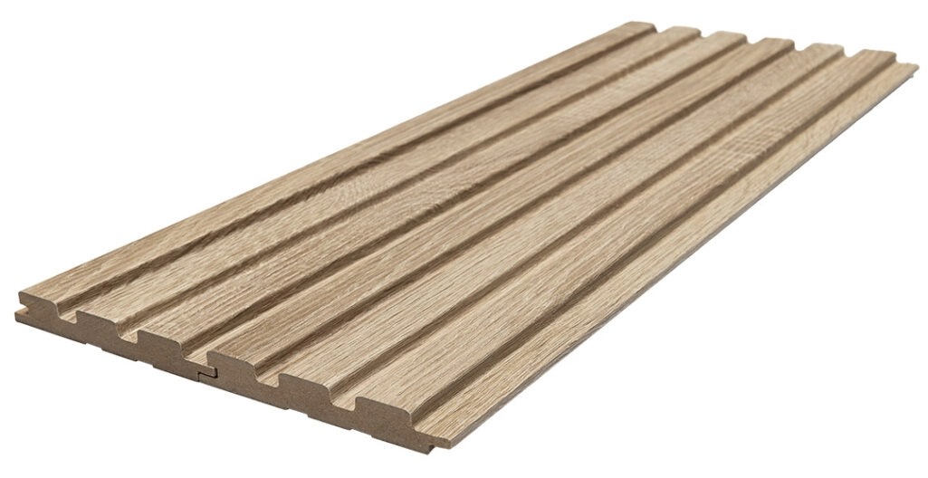 Διακοσμητικό MDF panel τοίχου με 3D πηχακια SONOMA OAK 501050 BEAT ST πλατος 11.9cm x υψος 2.75m