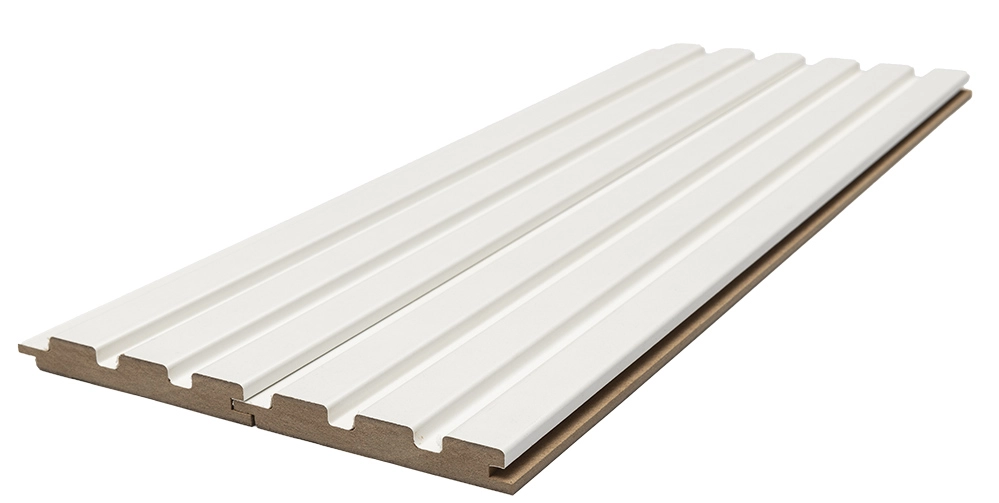 Διακοσμητικό MDF panel τοίχου με 3D πηχακια WHITE 502040 BEAT ST πλατος 11.9cm x υψος 2.75m