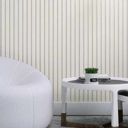 Διακοσμητικό MDF panel τοίχου με 3D πηχακια WHITE 502040 BEAT ST πλατος 11.9cm x υψος 2.75m