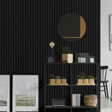 Διακοσμητικό MDF panel τοίχου με 3D πηχακια BLACK 505090 BEAT ST πλατος 11.9cm x υψος 2.75m