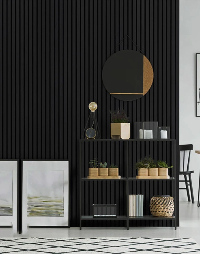Διακοσμητικό MDF panel τοίχου με 3D πηχακια BLACK 505090 BEAT ST πλατος 11.9cm x υψος 2.75m