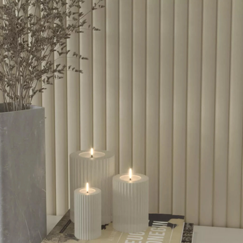 Διακοσμητικό MDF panel τοίχου με 3D πηχακια SAND GREY 806090 WAVE DL πλατος 11.9cm x υψος 2.75m