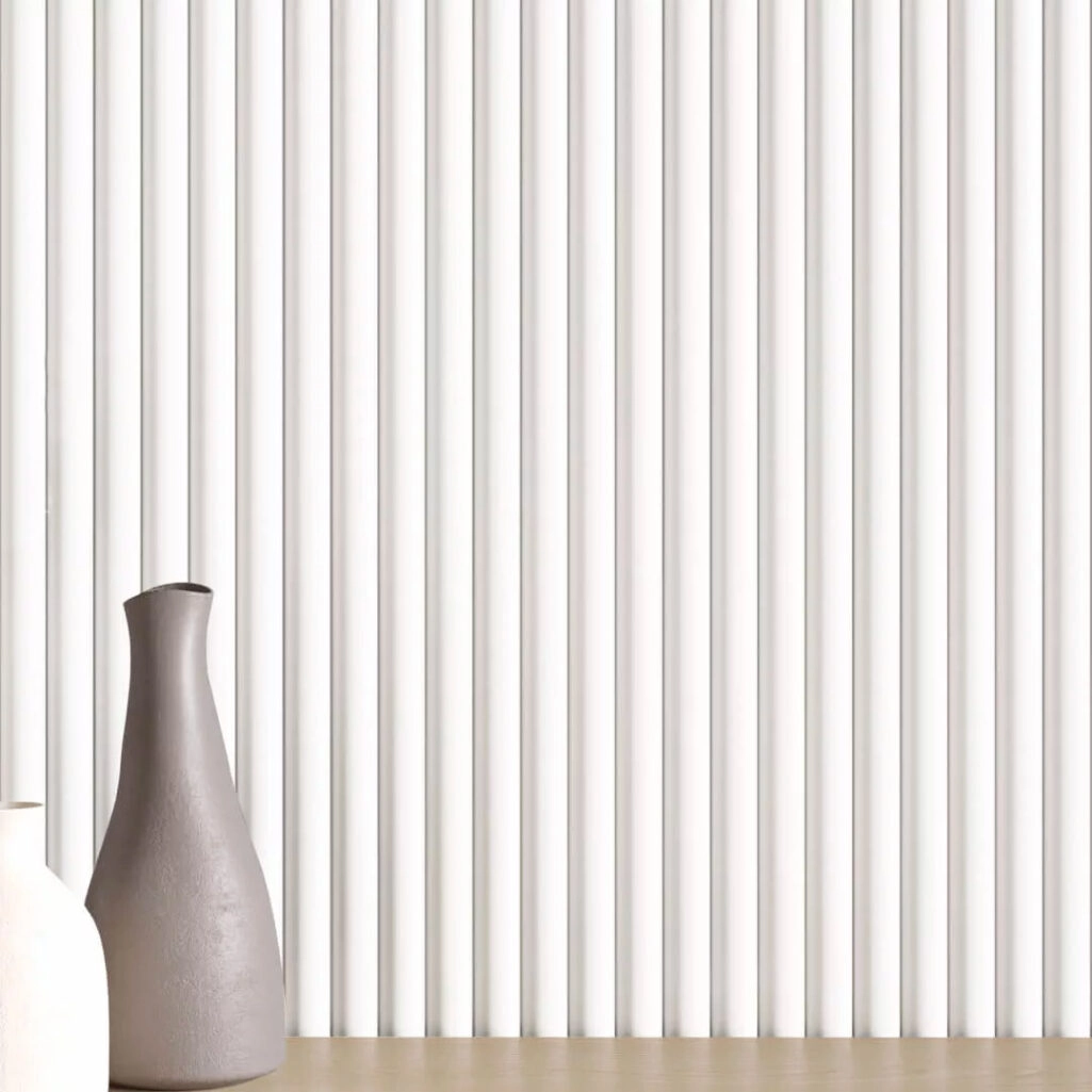 Διακοσμητικό MDF panel τοίχου με 3D πηχακια WHITE WAVE ST πλατος 11.9cm x υψος 2.75m