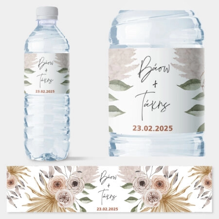 Αυτοκολλητη ετικέτα για μπουκαλι νερου BOHO WEDDING NAMES