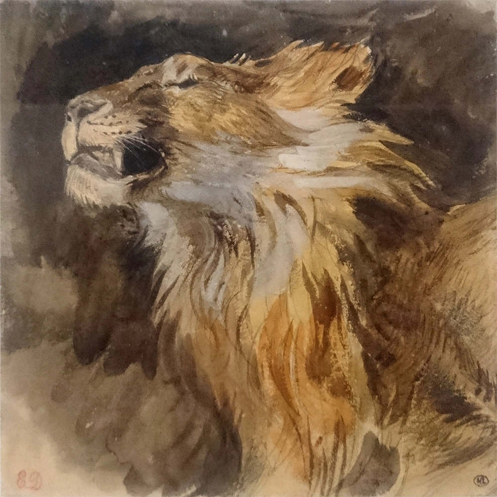 Πίνακας Τετράγωνος DELACROIX - TETE DE LION RUGISSANT