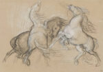 Πινακας σε καμβά DELACROIX - TROIS CHEVAUX CABRES ET AGITES