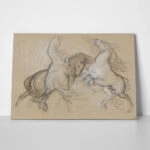 Πινακας σε καμβά DELACROIX - TROIS CHEVAUX CABRES ET AGITES