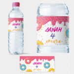 Αυτοκολλητη ετικέτα για μπουκαλι νερου DONUT NAME LABEL