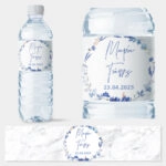 Αυτοκολλητη ετικέτα για μπουκαλι νερου FLORAL AND MARBLE WEDDING NAMES