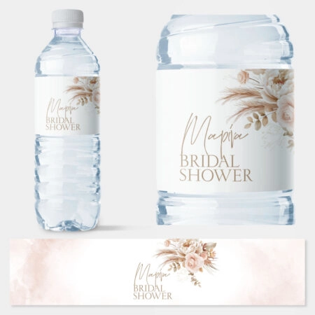 Αυτοκολλητη ετικέτα για μπουκαλι νερου FLORAL BRIDAL SHOWER