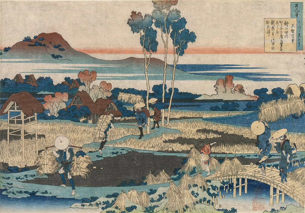 Πινακας σε καμβά HOKUSAI - JAPAN RICE FIELDS AND WORKERS