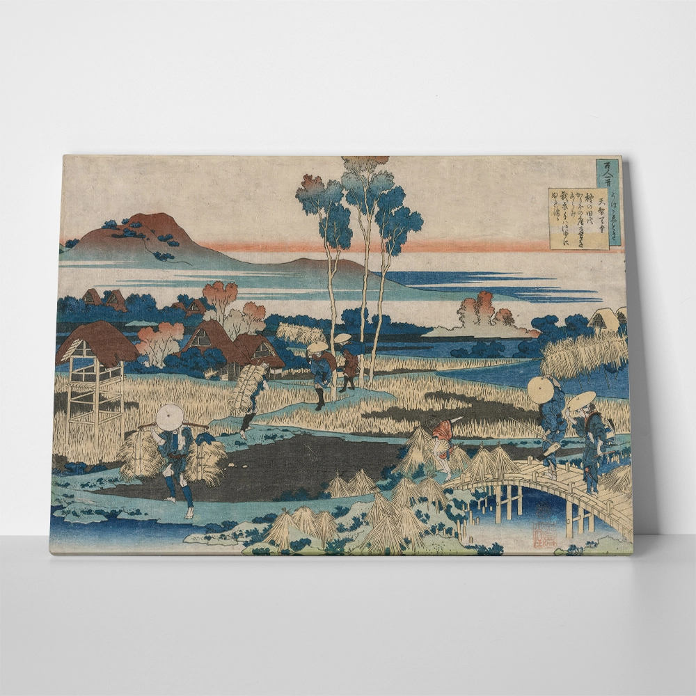 Πινακας σε καμβά HOKUSAI - JAPAN RICE FIELDS AND WORKERS