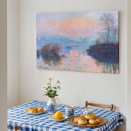 Πινακας σε καμβά MONET - SUNSET AT LAVACOURT, WINTER EFFECT
