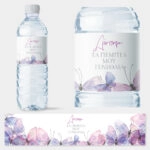 Αυτοκολλητη ετικέτα για μπουκαλι νερου PURPLE BUTTERFLIES NAME LABEL