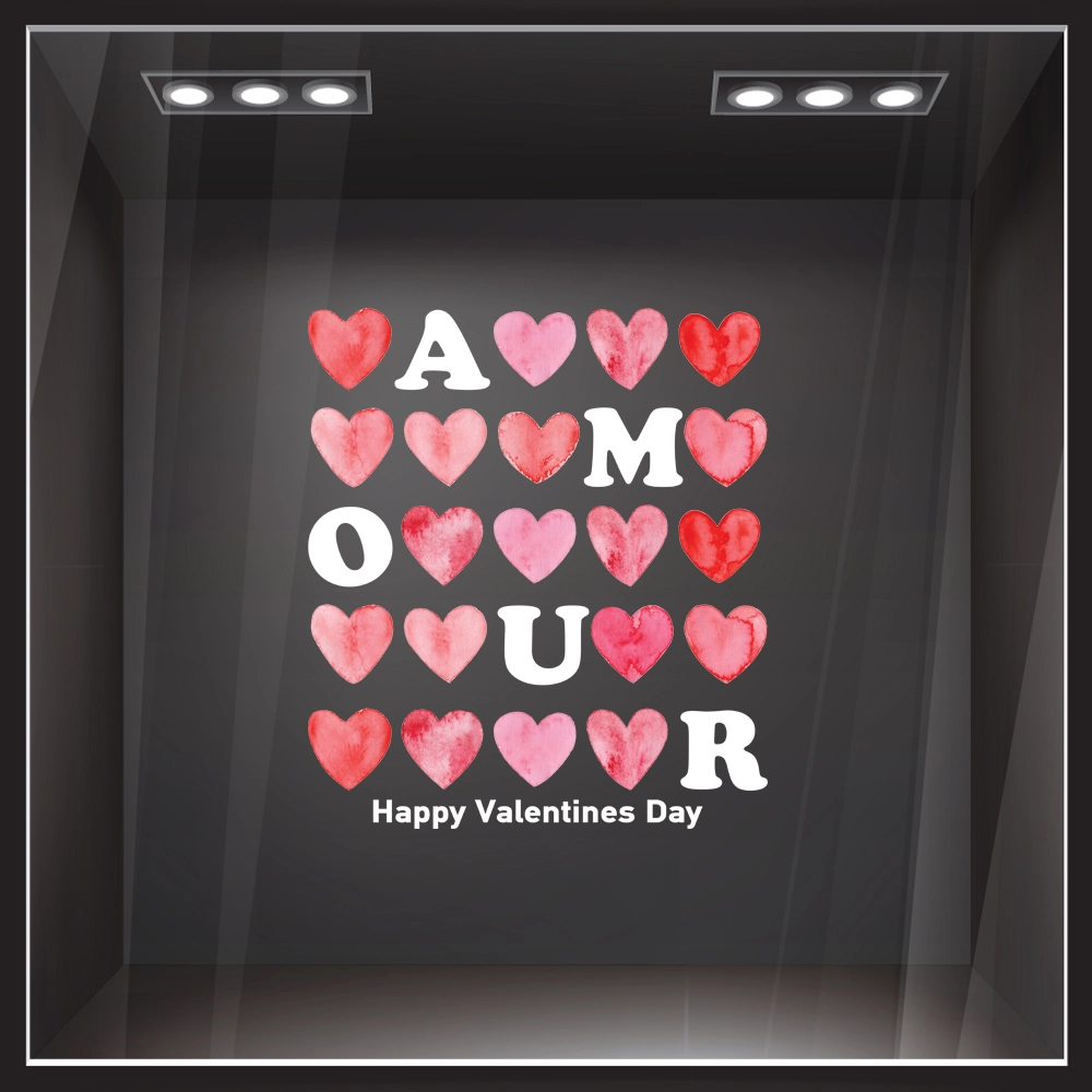 Αυτοκoλλητο Βιτρίνας VALENTINE AMOUR HEARTS