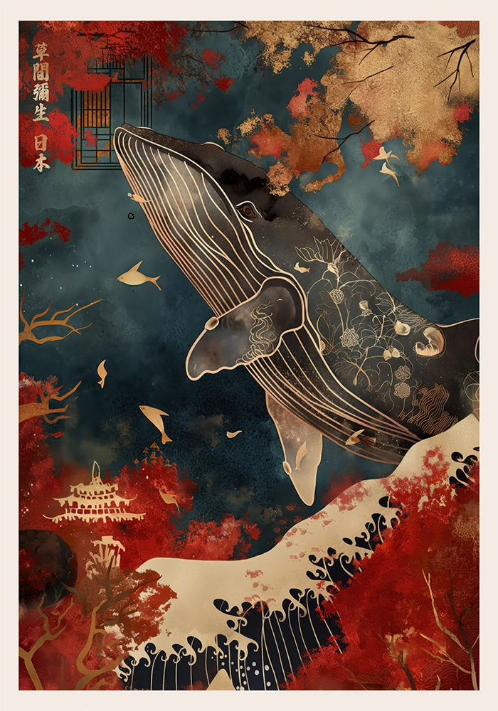 Πόστερ WHALE AND JAPANESE WAVE