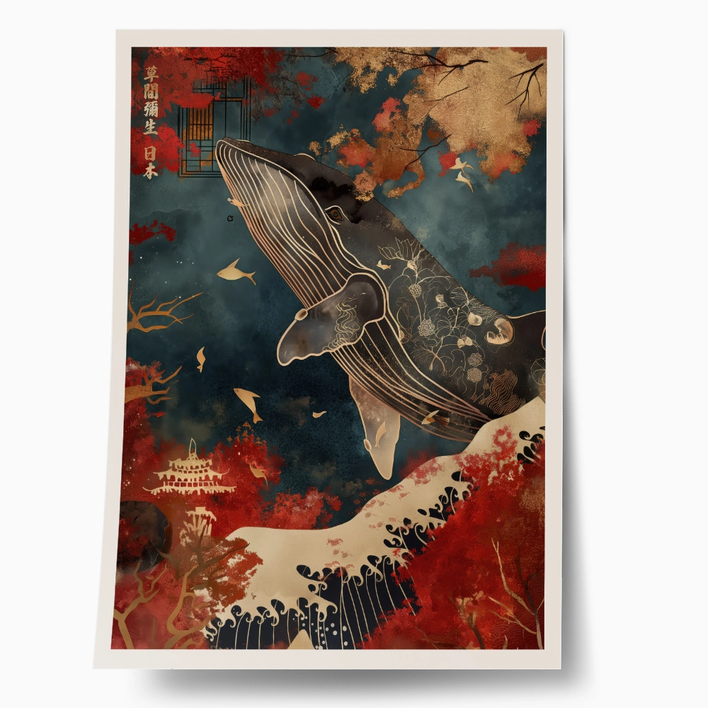 Πόστερ WHALE AND JAPANESE WAVE