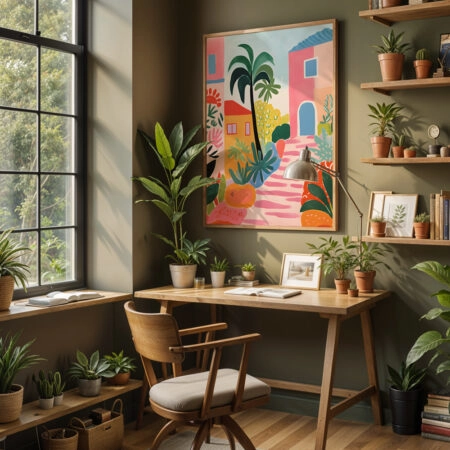 Πόστερ PALM TREES AND HOUSES