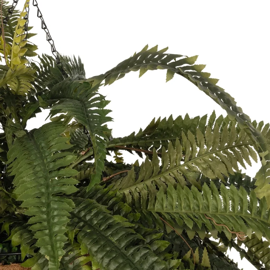 FERN HANGING PLANT 20622 Τεχνητό Κρεμαστό Διακοσμητικό Φυτό Φτέρης Π90 x Μ90 x Y70cm