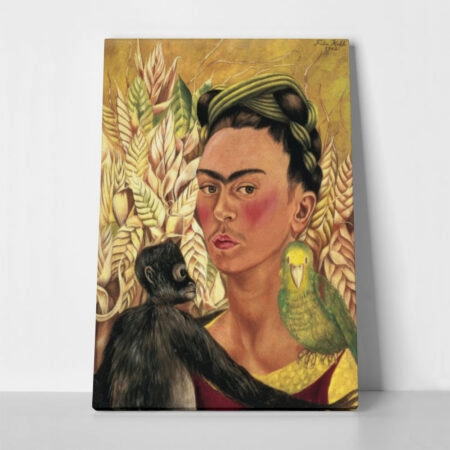 Πινακας σε καμβά FRIDA KAHLO - SELF PORTRAIT WITH MONKEY AND PARROT - Frida Kahlo Sticky 1