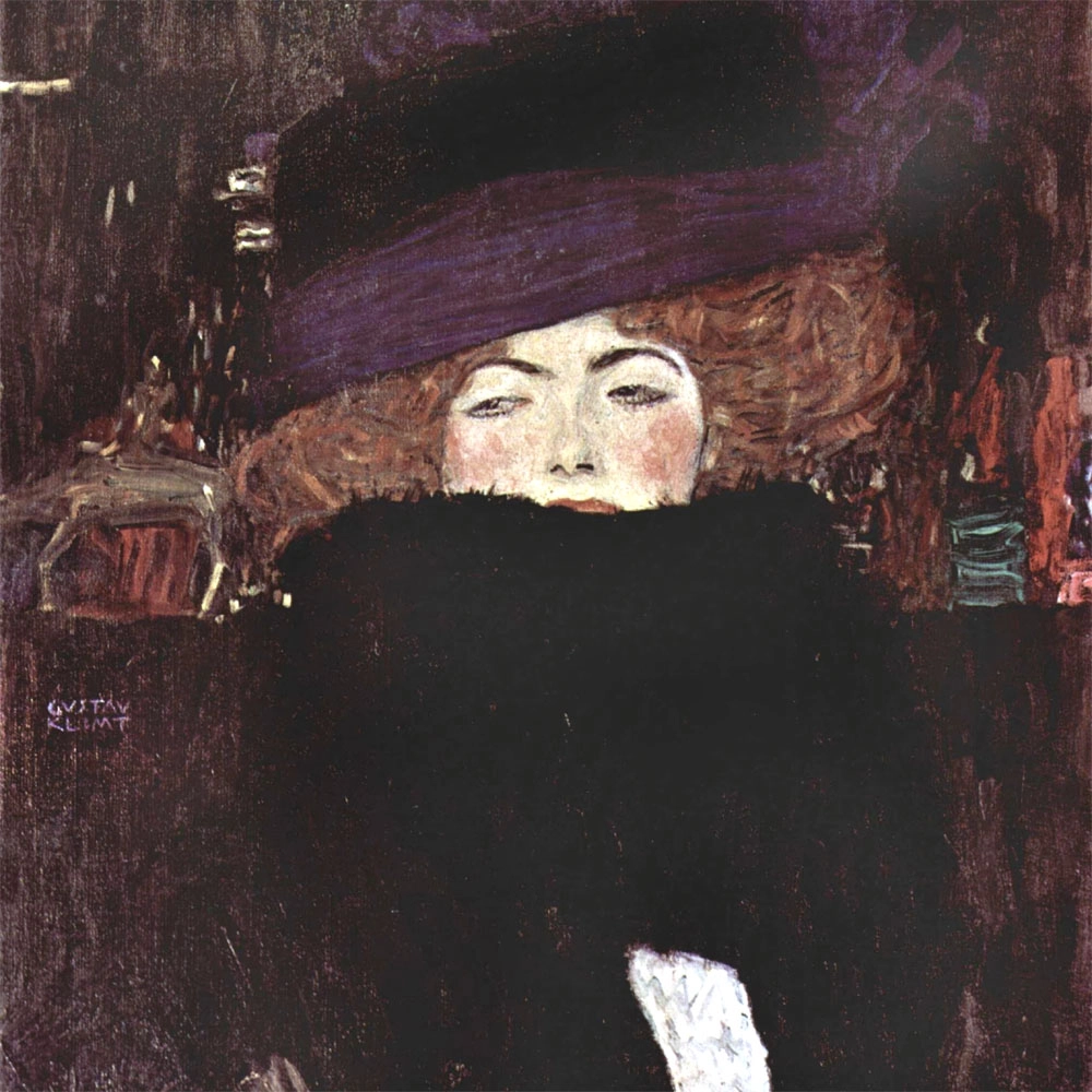 Πίνακας σε καμβά KLIMT - WOMAN WITH A HAT AND A FEATHER BOA