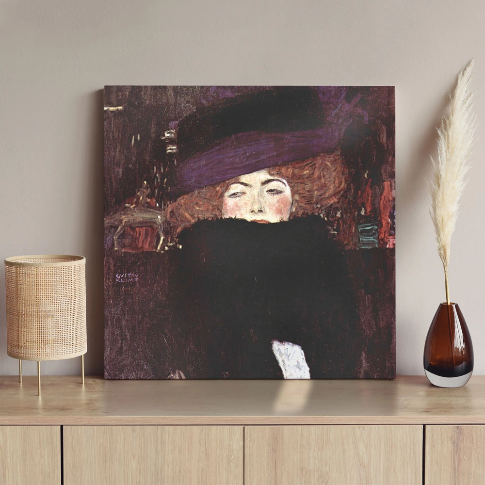 Πίνακας σε καμβά KLIMT - WOMAN WITH A HAT AND A FEATHER BOA