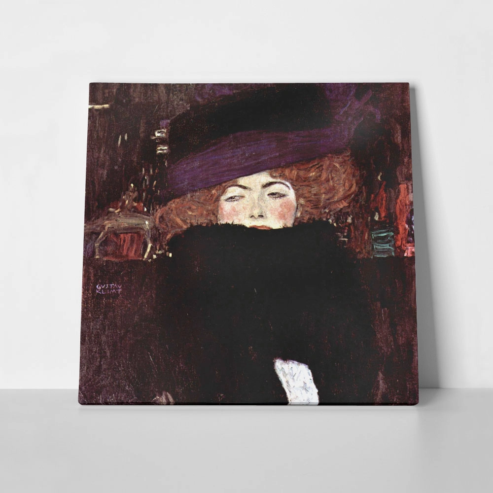 Πίνακας σε καμβά KLIMT - WOMAN WITH A HAT AND A FEATHER BOA