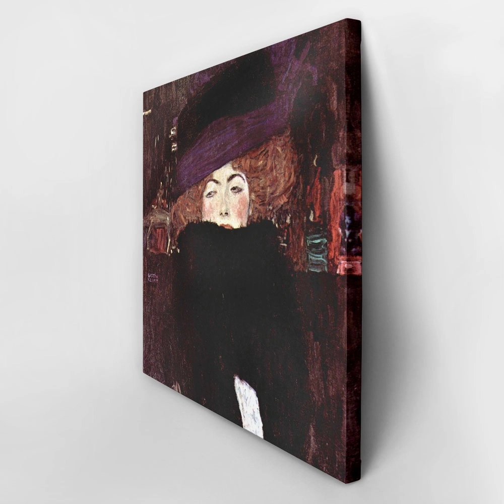 Πίνακας σε καμβά KLIMT - WOMAN WITH A HAT AND A FEATHER BOA